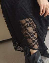 Lace Embroidered Maxi Skirt With Elastic Waistline