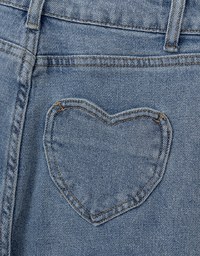 Heart Shape Pocket Jeans Denim Flared Trousers