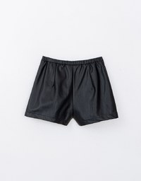 Concealed Placket Faux Leather Shorts