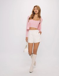 Concealed Placket Faux Leather Shorts