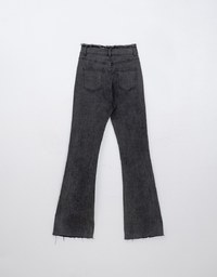 Distressed Frayed Hem Flare Jeans Denim Pants