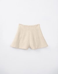 Solid Color Woolen Wide Leg Shorts With Umbrella Hem