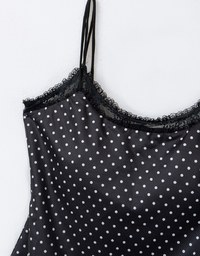 French Polka Dot Lace Cami Padded Mini Dress