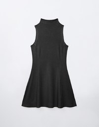 【Cooling】Modal Fabric Half Turtleneck Sleeveless Mini Dress