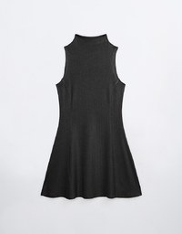 【Cooling】Modal Fabric Half Turtleneck Sleeveless Mini Dress