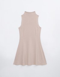 【Cooling】Modal Fabric Half Turtleneck Sleeveless Mini Dress