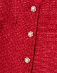 Tweed Jacket Top With Elegant Pearl Buttons