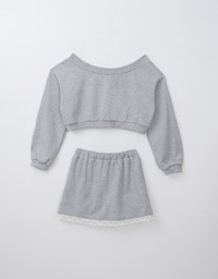 Classic Long Sleeve Cotton Sweatshirt With Lace Hem Skorts Set Wear