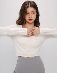 V Neck Heart Shaped Eyelet Knit Top