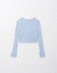 V Neck Heart Shaped Eyelet Knit Top