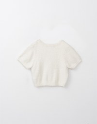 Fluffy Faux Fur Heart Button Knit Top