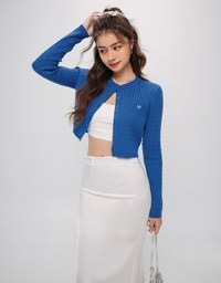 Brand Logo Cable Knit Cardigan Top