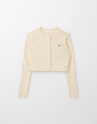 Brand Logo Cable Knit Cardigan Top