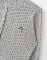 Brand Logo Cable Knit Cardigan Top