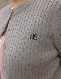 Brand Logo Cable Knit Cardigan Top