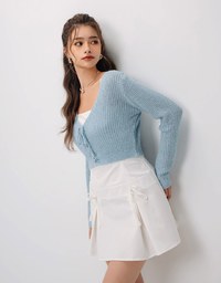 Corset Ribbed Tie Front Knit Top