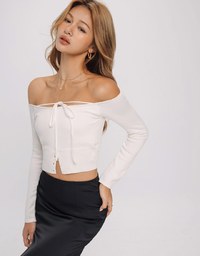 2 Way Tie Padding Long Sleeve Knit Top