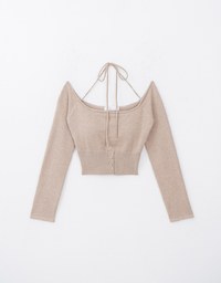 2 Way Tie Padding Long Sleeve Knit Top