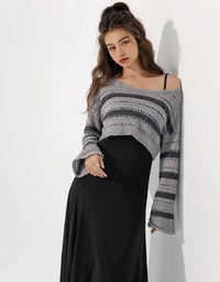 Fluffy Striped Knit Top