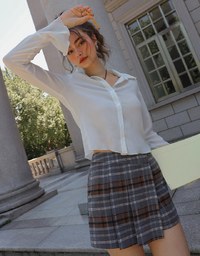 Retro Plaid Woolen Mini Skorts