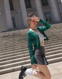 Classy Preppy Style Pleaded Skorts Made With Suit Fabric