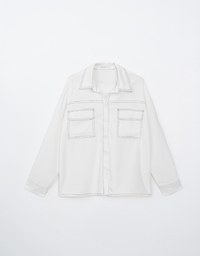 Edgy Stitching Button Down Collar Blouse