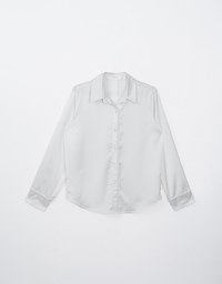 Satin Casual Long Sleeve Button Up Blouse