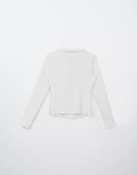 Long Sleeve Collar Neck Button Up Knitted Top