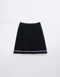 Preppy Knit Mini Skirt With Contrast Trim