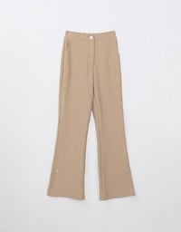 High Waist Side Slit Elastic Flared Pants