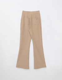 High Waist Side Slit Elastic Flared Pants