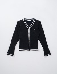 Ribbed Knit Cardigan with Embroidered Air Space Logo