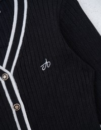 Ribbed Knit Cardigan with Embroidered Air Space Logo