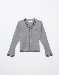 Ribbed Knit Cardigan with Embroidered Air Space Logo