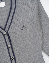 Ribbed Knit Cardigan with Embroidered Air Space Logo