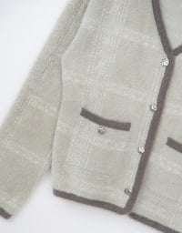 Soft Mohair Checkered Button Up Jacket