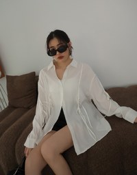 Lightly Sheer Bow Tie Blouse