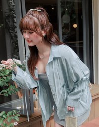 Lightly Sheer Bow Tie Blouse