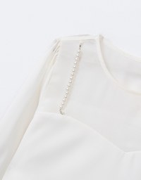 Pearl Embellished Sheer Chiffon Top