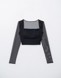 Sweetheart Neck Mesh Patchwork Padded Top