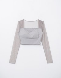 Sweetheart Neck Mesh Patchwork Padded Top