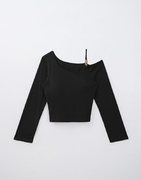 Asymmetric Padded Top With Gold Chain Design