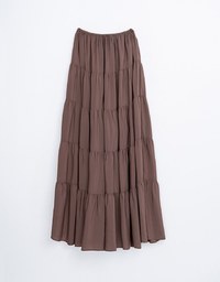 Maxi Long Skirt With Elastic Waistline And Drawstring Tiered & Textured Beach Style