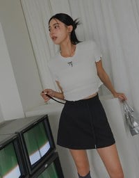 H Line Straight Cut Mini Skirt