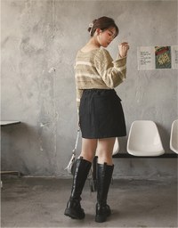 Heavyweight Jeans Denim A Line Cargo Mini Skirt