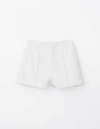 Concealed Placket Faux Leather Shorts