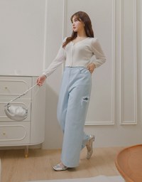 Classic Distressed High Waisted Wide Pants Culottes