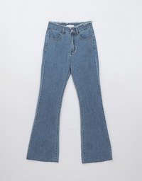 Distressed Frayed Hem Flare Jeans Denim Pants