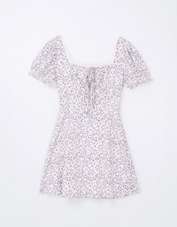 French Floral Tie Mini Dress