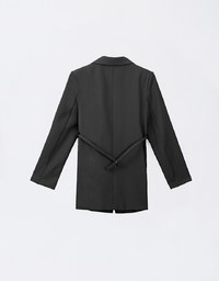 Long Sleeve Oversized Blazer (with Shoulder Pads and Detachable Belt)